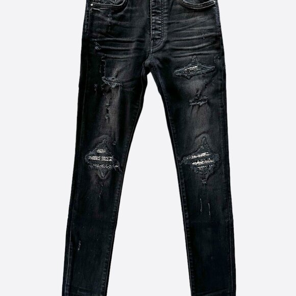 Amiri Aged Black & White Bandana Patch MX1 Jeans - Picture 1 of 5